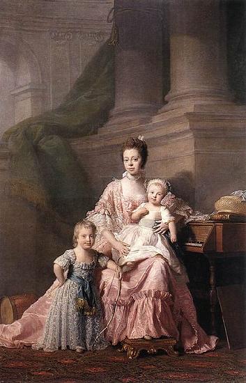 Allan Ramsay Charlotte of Mecklenburg-Strelitz with two of her children oil painting image